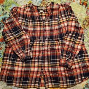 Woman Within Pintucked flannel shirt